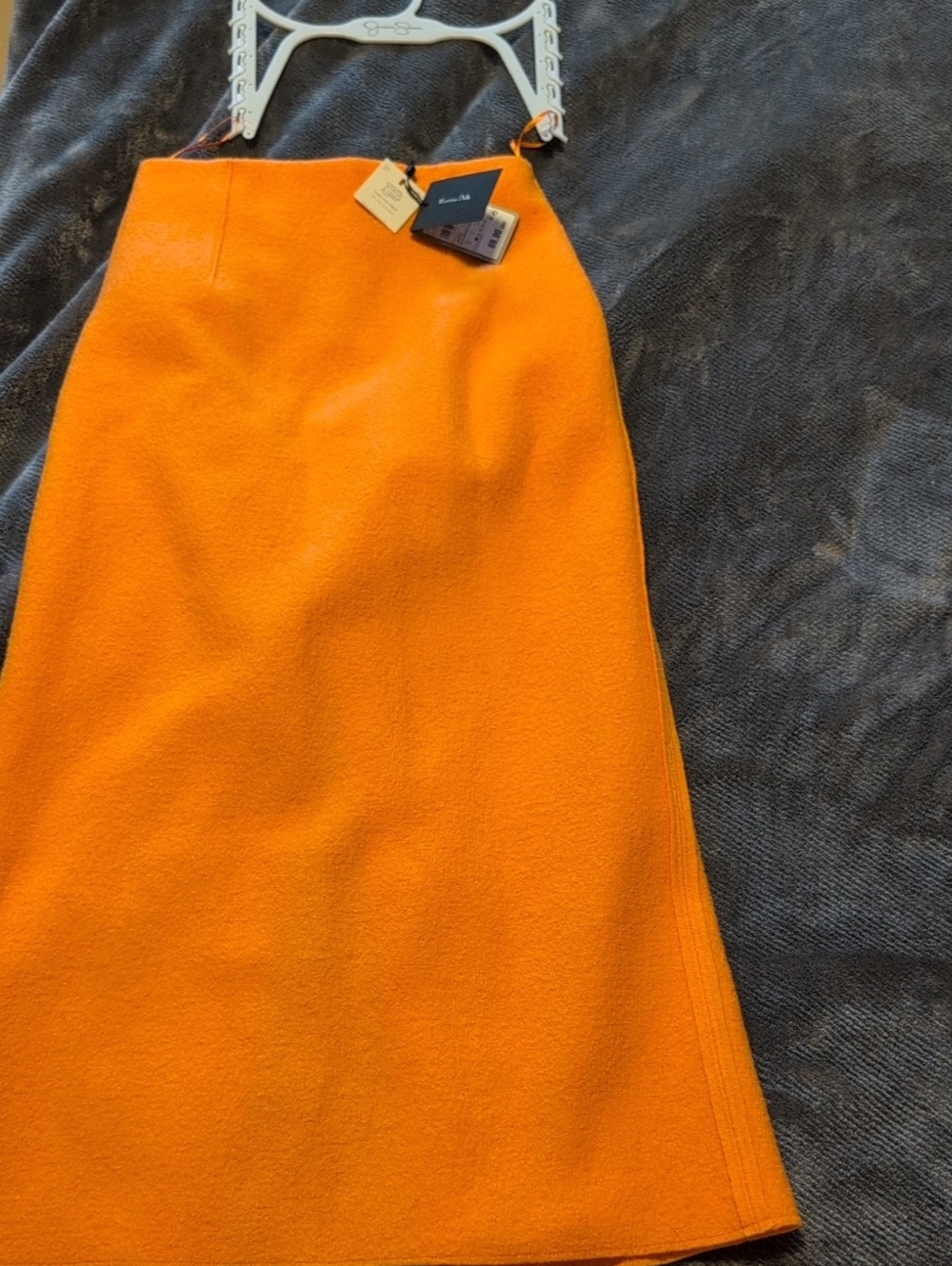 Massimo Dutti Bright Orange Pencil Skirt, Large Back Slit. 100% Wool
